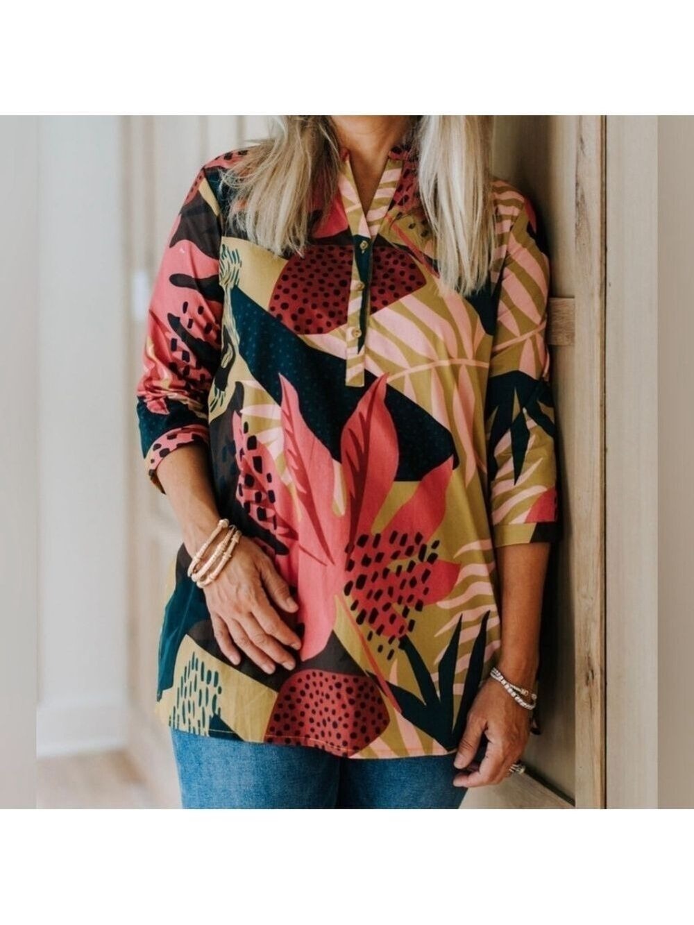 Maude Vivante Tropical Poplin Tunic Women's Size Small - Picture 2 of 10
